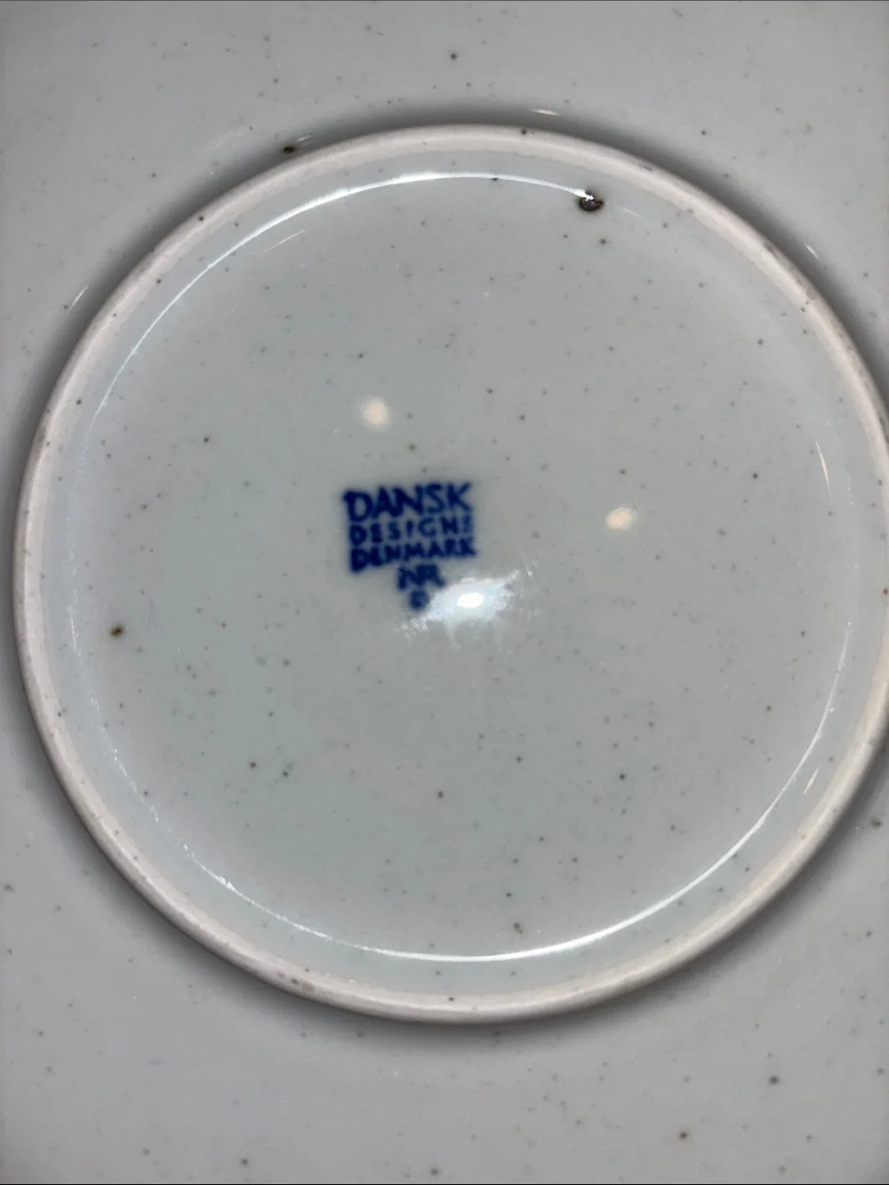 DANSK Grey Speckled Ceramic Serving Dish with Brown Rim